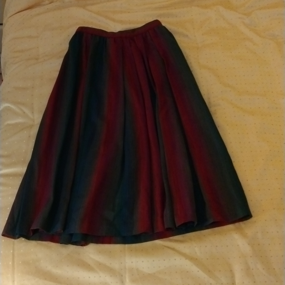 Burgendy & Navy Blue Mid Calf  Skirt